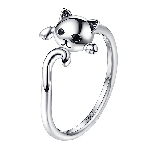 1PC Sterling Open Finger Ring mit entzückendem Katzendesign einzigartiger Schmuck für Festivals -Partys und tägliche Verschleiß für anwesend von NTALJC