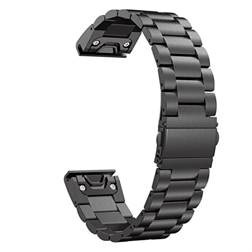 26 22 20mm Watchband For Garmin Fenix 6 6X Pro 5 5X Plus 3HR STAINLESS STEEL Band Fenix6 Fenix5 Watch Quick Release Wrist Strap (Color : Black, Size : 22mm Fenix 5 5Plus) von NTALJC