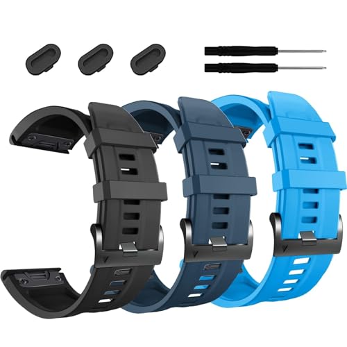 26mm für Fenix ​​7x Pro Band Garmin Epix Pro 51mm Fenix ​​6x Uhrenriemen Fenix ​​5x plus Silikon Armband Fenix ​​6x Pro Abstieg MK2I MK3I 51mm SmartWatch Armband ， Blau von NTALJC