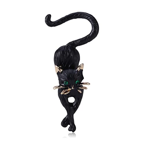 Brosche für Frauenkatze Tierbrosche schwarze Emaille Metallkristallkatze Brosche Brosche von NTALJC