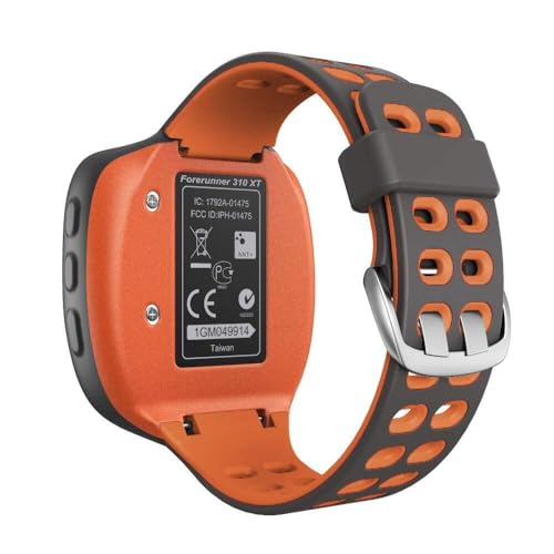 Compatible with Garmin Forerunner 310XT Watch Band, Soft Silicone Watch Strap Replacement for Forerunner 310XT Smartwatch, Grey-Orange von NTALJC
