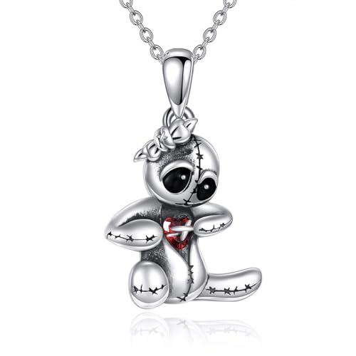 Doll Halskette Silber Netter Puppe mit Bogenheiztkette Halskette Rot Herz Schmuckgeschenke für Frauen Mädchen Mädchen von NTALJC