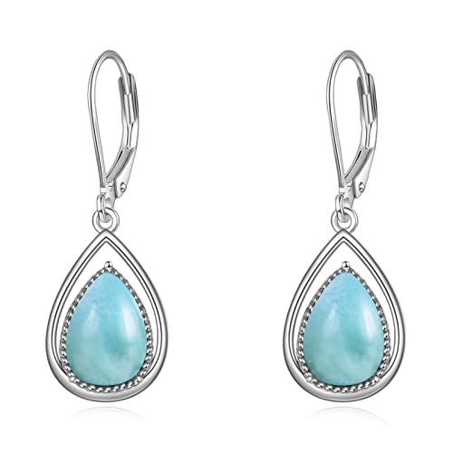 Hebelohrringe Silber Dream Catcher/Larimar/Opal/Lapis/türkisstropfen Ohrringe Juwelengeschenk für Frauen von NTALJC