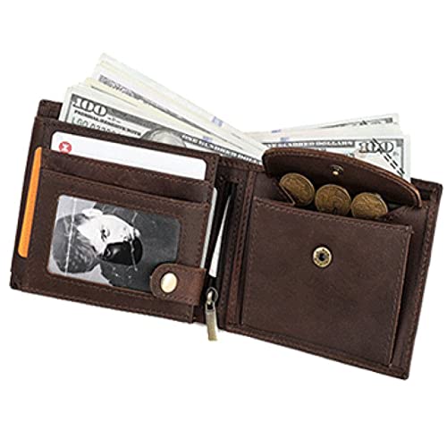 Herren-Geldbörse, dreifach faltbar, Vordertasche, Geldklammer aus weichem Echtleder, RFID-blockierend, stilvolle Diebstahlsicherung, Sicherheitsbrieftasche mit 7 Kartenfächern und 2 Ausweisfenstern von NTALJC