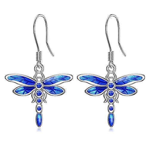 Libelle Ohrringe für Damen Silber Libelle Türkis/Mondstein/Kristall Ohrhänger Libelle Schmuck Geschenke für Damen Teenager Mädchen von NTALJC
