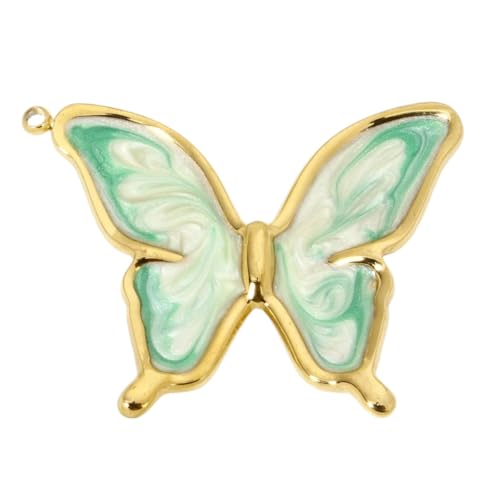 NEU 2025 1PC NEU für Edelstahl -Anhänger Multikolor -Gradienten -Farbblatt Schmetterling Schmetterling Tier Emaille Charms DIY Halskette Ohrring Frauen mit für Sie Schmuck Modeaccessoires kreatives von NTALJC