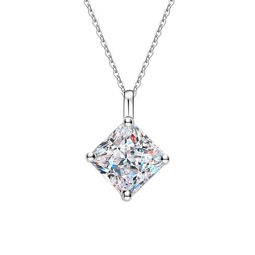 NTALJC 1.2ct Prinzessin geschnittene Moissanit -Anhängerkette für Frauen Schmuck Silber Diamantkettenkettenketten von NTALJC