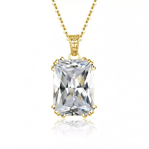 NTALJC 14K Diamond Edelstein Anhänger Halsketten für Frauen Sterling Sliver Square Hochzeit Engagement weiblicher Schmuck von NTALJC