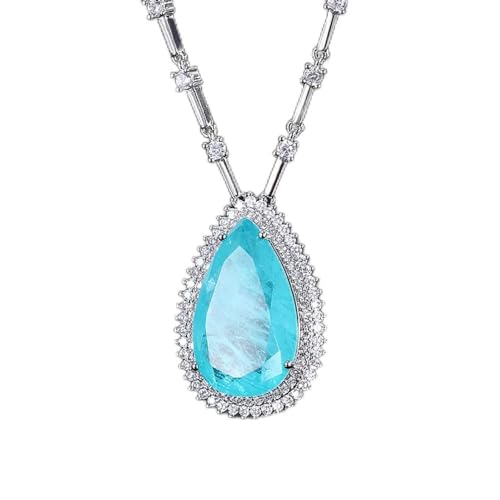 NTALJC 15 * 25mm Sapphire Paraiba Turmaline Anhänger Halskette für Frauen Edelstein Hochzeit Schmuck Geburtstag Geschenk von NTALJC
