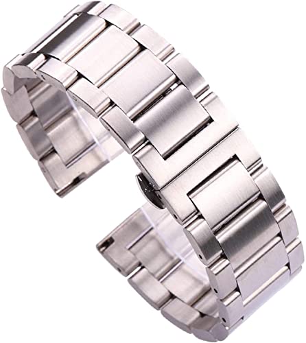 NTALJC 18 20 21 22 23 24 mm Metallbandgurt Männer Stahlverknüpfung Armband Doppelfalt -Einsatzverschlussstahl (Farbe: 21 mm, Größe: 2) (3 24 mm) von NTALJC