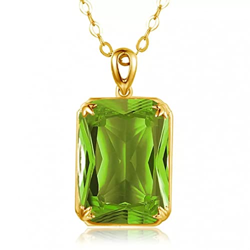 NTALJC 18k Peridot Halskette Anhänger Natural Emerald Jade Halskette für Frauen Edelstein Jade Jewelly Anhänger von NTALJC