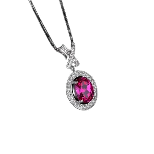 NTALJC 2.6CT Oval erzeugt rosa Saphir Silber Anhänger Halskette für Frauen Edelstein Choker Keine Kette NTALJC 2.6CT Oval erzeugt rosa Saphir Silber Anhänger Halskette für Frauen Edelstein Choker Keine Kette von NTALJC