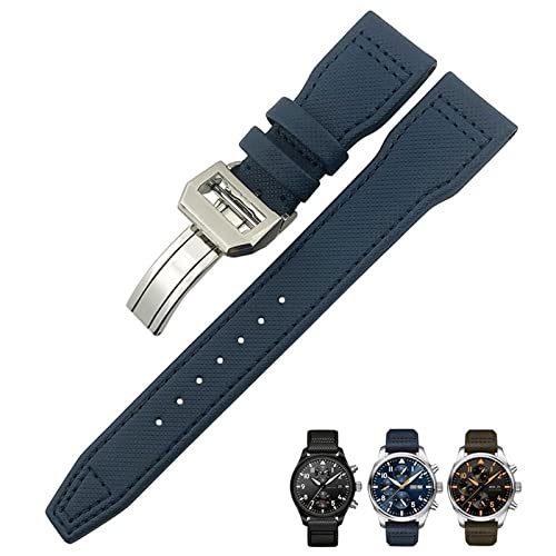 NTALJC 20mm 21mm 22mm Nylon Faser Leder -Uhrband Passform für IWC IW377729 IW389001 Big Pilot Watch Green Blue Black Watch Armband NTALJC 20mm 21mm 22mm Nylon Faser Leder -Uhrband Passform für IWC IW377729 IW389001 Big Pilot Watch Green Blue Black Watch Armband von NTALJC