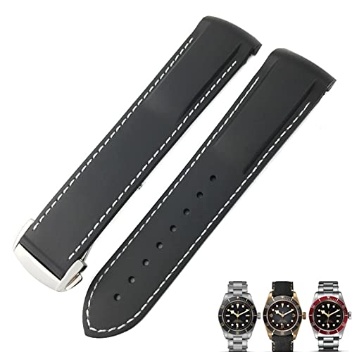 NTALJC 20mm 22mm Gummi -Klapp -Schnalle -Uhr -Gurt schwarze blaue rote Uhrenbänder für Tudor Black Bay für Männer Armband NTALJC 20mm 22mm Gummi -Klapp -Schnalle -Uhr -Gurt schwarze blaue rote Uhrenbänder für Tudor Black Bay für Männer Armband von NTALJC