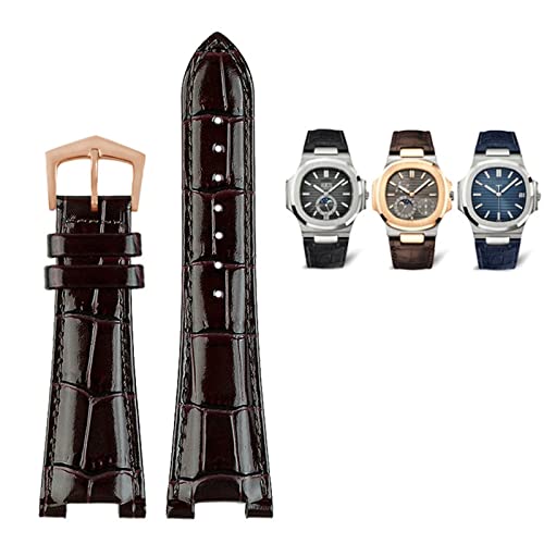 NTALJC 25X13mm notch Genuine Leather Watch Strap + connector For Patek Philippe Nautilus 5711 5726 5712g watchband wristband Bracelet von NTALJC