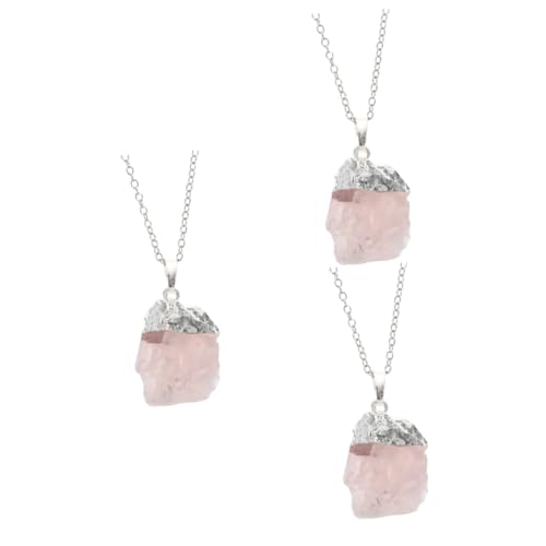 NTALJC 3 PCs Rosequarz Anhänger Halskette Amethyste Halskette Kristall Halskette Brute Halskette Mode Accessoire Amethyst Handwerkskunst zarte Schmuck Halskette Halskette Halskette von NTALJC