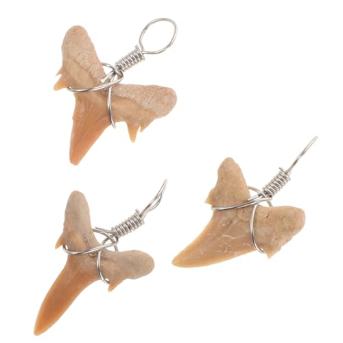 NTALJC 3 Stück Anhänger Haifisch Zahnrealistische Zähne DIY Schmuckschalen Feuer Hubmittelzauber von Zähnen Charme für Handwerkskragen Craf von NTALJC