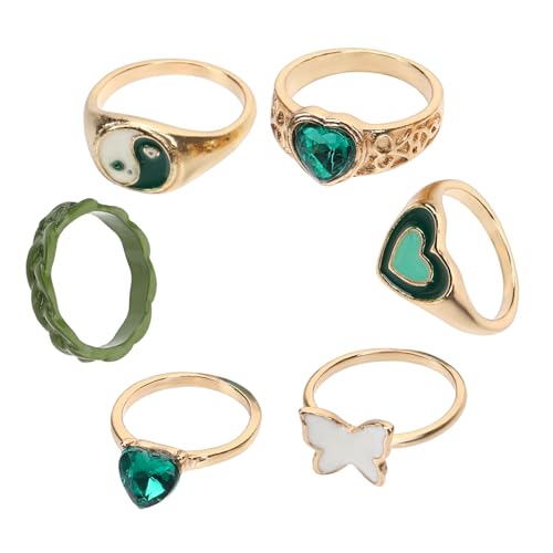 NTALJC 6PCS Summer Ring Set Creative Alloy Finger Rings Frauen Modeschmuck von NTALJC