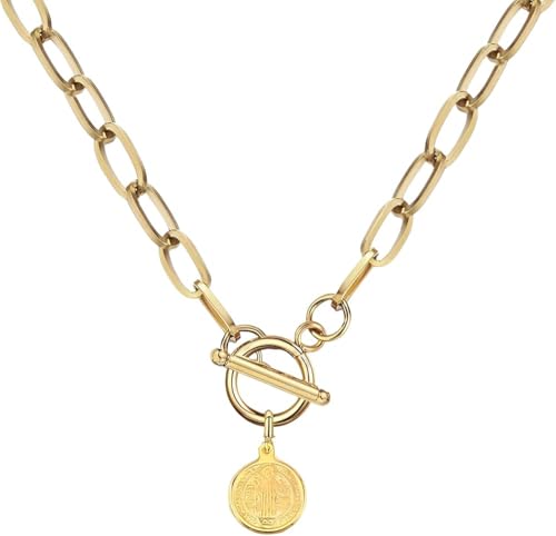 NTALJC Accessoires Sterling Silbermünze Umschaltkette für Frauen, Umschüttung der Papierklickkette Vorhängeschloss Anhänger Halskette - Schloss und Schlüssel, Herz, Münzkette Anhänger Halskette von NTALJC