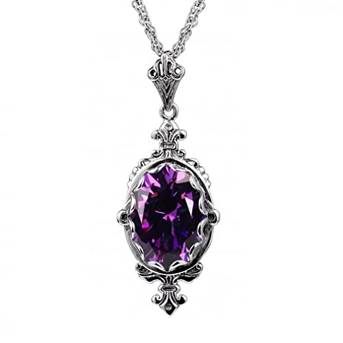 NTALJC Amethyst Halskette Anhänger für Frauen Sterling Silber Edelstein Anhänger Silberschmuck von NTALJC