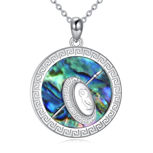 NTALJC Athena/Poseidon/Artemis Halskette Griechische Mythologie Halskette silber 14K Weiß plattiert Abalone Anhänger Halskette für Frauen Männer von NTALJC
