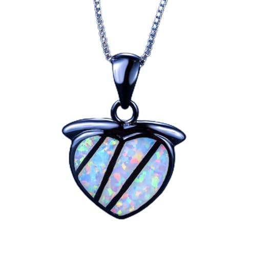 NTALJC BOHO FEMAL FEMAL BIG HEART Pendant Halsketten weiß blaues Feuer Opal Halskette Vintage Schwarz Gold Hochzeit Halsketten für Frauen von NTALJC