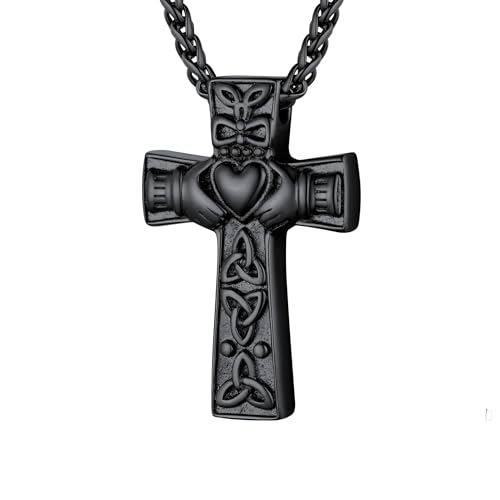 NTALJC Bestattungseinätigung Celtic Cross Halskette für Männer Frauen, Kepping Memorial Celtic Cross - Herren Celtic Cross Halskette, Irish Cross Halskette Geburtstag von NTALJC
