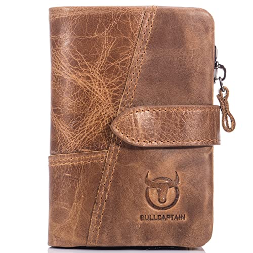 NTALJC Bifold-Geldbörsen für Herren, RFID-blockierende Vordertasche, robuste Geldbörse, minimalistisches, schmales Portemonnaie aus echtem Leder mit Ausweisfenster und abnehmbarem Münzfach, sichere von NTALJC