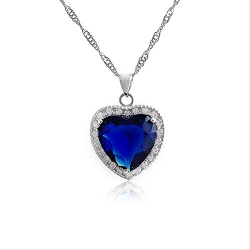 NTALJC Big Heart Sapphire Diamond Anhänger echter Silber Charme Party Hochzeitsanhänger Halskette für Frauen Brautschmuck Geschenk von NTALJC