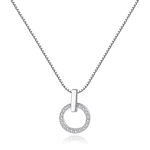 NTALJC Circle Round Anhänger Halskette für Frauen mit glänzendem winzigen Zirkonanhänger Halskette Silberschmuck von NTALJC
