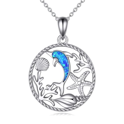 NTALJC Delphin/Seahorse Halskette Silber Seahorse Anhänger Opal Halskette Schmuck Geschenk für Frauen Männer Jungen Geburtstag NTALJC Delphin/Seahorse Halskette Silber Seahorse Anhänger Opal Halskette Schmuck Geschenk für Frauen Männer Jungen Geburtstag von NTALJC
