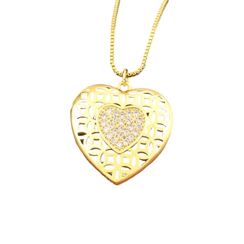 NTALJC Eleganter Luxus Bunte Strass Herzform Anhänger Frauen Halskette Ästhetischer Schmuck Romantische Verlobungsgeschenk von NTALJC