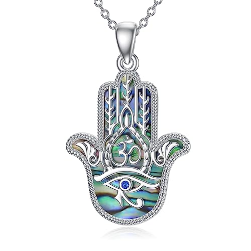 NTALJC Evil Eye/Star von David/Chai/Daisy/Eye der Horus Halskette Hamsa Handkette Silber Abalone Muschel Schmuck Geschenke für Frauen Mädchen von NTALJC