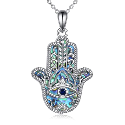 NTALJC Evil Eye/Star von David/Chai/Daisy/Eye der Horus Halskette Hamsa Handkette Silber Abalone Muschel Schmuck Geschenke für Frauen Mädchen von NTALJC
