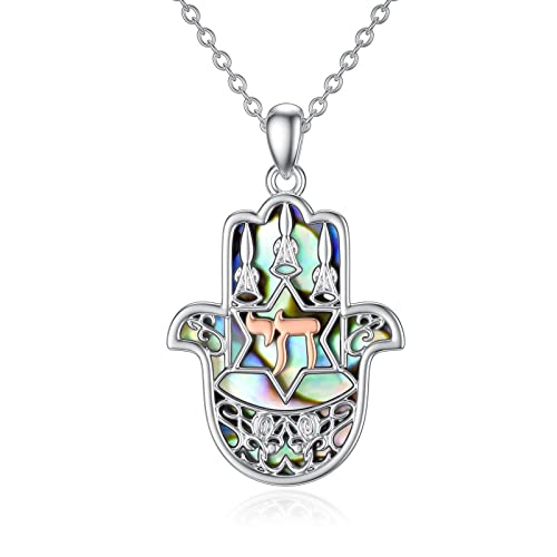 NTALJC Evil Eye/Star von David/Chai/Daisy/Eye der Horus Halskette Hamsa Handkette Silber Abalone Muschel Schmuck Geschenke für Frauen Mädchen von NTALJC