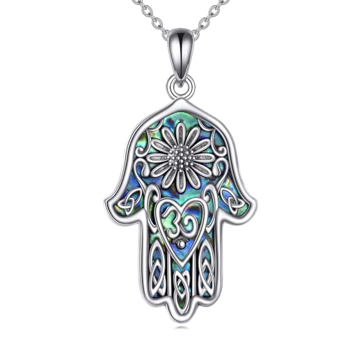 NTALJC Evil Eye/Star von David/Chai/Daisy/Eye der Horus Halskette Hamsa Handkette Silber Abalone Muschel Schmuck Geschenke für Frauen Mädchen von NTALJC