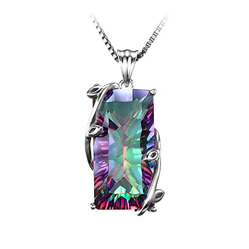 NTALJC Farbgeometrische geschnittene funkelnde Diamant -Anhänger Halskette für Frauen Silber Hochzeit Engagement Schmuck Bernstein Anhänger von NTALJC