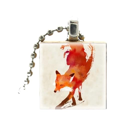 NTALJC Fuchs Halskette für Frauen und Männer, Kristall Fuchs Malerei Anhänger Schmuckkugelketten Halskette, Fuchsmädchen initiale Halskette, Fuchsschmuck für Frauen, Therian Schmuck Urlaub von NTALJC