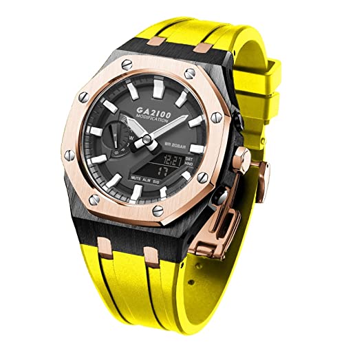 NTALJC GA2100 MOD Kit Für GA2100STH-1A Metall Uhrengehäuse Silikonband 316 Edelstahl Modifiziertes Zubehör Armband Lünette Bänder von NTALJC