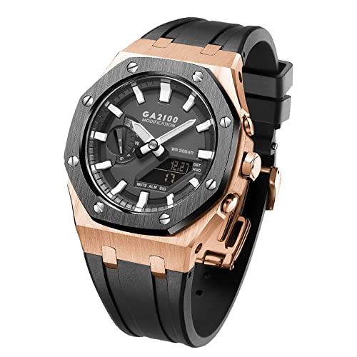 NTALJC GA2100 MOD Kit Für GA2100STH-1A Metall Uhrengehäuse Silikonband 316 Edelstahl Modifiziertes Zubehör Armband Lünette Bänder von NTALJC