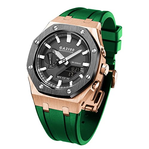 NTALJC GA2100 MOD Kit Für GA2100STH-1A Metall Uhrengehäuse Silikonband 316 Edelstahl Modifiziertes Zubehör Armband Lünette Bänder von NTALJC