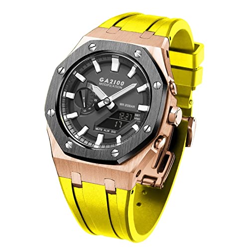 NTALJC GA2100 MOD Kit Für GA2100STH-1A Metall Uhrengehäuse Silikonband 316 Edelstahl Modifiziertes Zubehör Armband Lünette Bänder von NTALJC