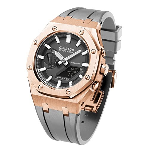 NTALJC GA2100 MOD Kit Für GA2100STH-1A Metall Uhrengehäuse Silikonband 316 Edelstahl Modifiziertes Zubehör Armband Lünette Bänder von NTALJC