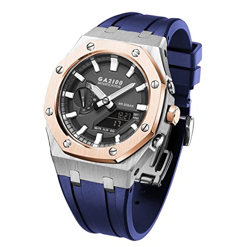 NTALJC GA2100 MOD Kit Für GA2100STH-1A Metall Uhrengehäuse Silikonband 316 Edelstahl Modifiziertes Zubehör Armband Lünette Bänder von NTALJC