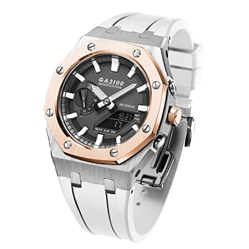 NTALJC GA2100 MOD Kit Für GA2100STH-1A Metall Uhrengehäuse Silikonband 316 Edelstahl Modifiziertes Zubehör Armband Lünette Bänder von NTALJC