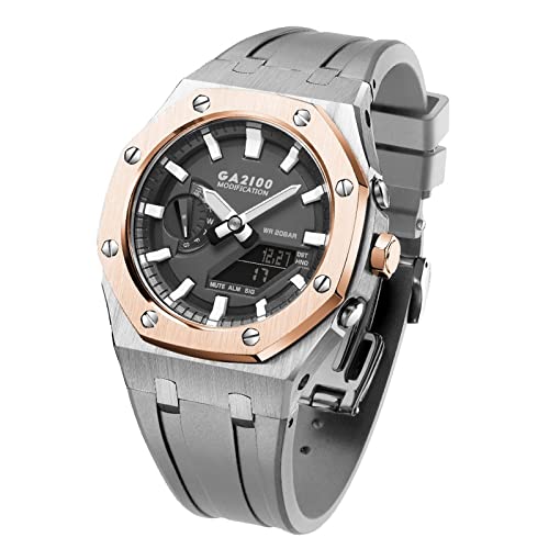 NTALJC GA2100 MOD Kit Für GA2100STH-1A Metall Uhrengehäuse Silikonband 316 Edelstahl Modifiziertes Zubehör Armband Lünette Bänder von NTALJC