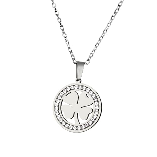 NTALJC Geformte Blattklee Halskette für weibliche Mädchen, zarte Kristall -Strass -Klee - 4 Blattklee Halskette, Alhambra -Halskette, Happy Clover von NTALJC