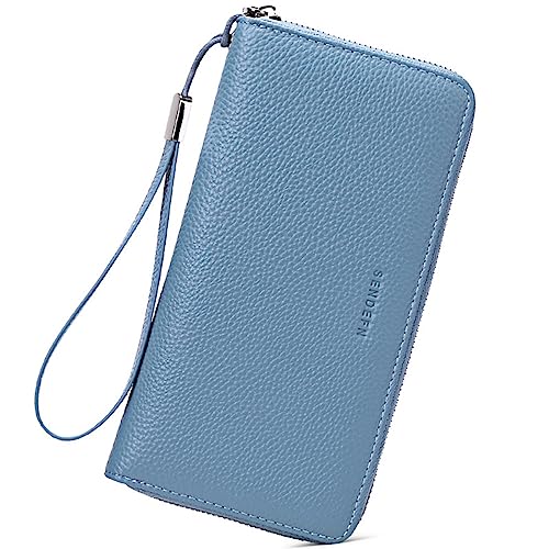 NTALJC Geldbörsen für Damen, echtes Leder, Lange Damen-Brieftasche, RFID-blockierende Damen-Brieftasche, großes Fassungsvermögen, Damen-Reise-Geldbörse, Armband mit Münzfach mit Reißverschluss, K von NTALJC