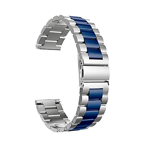 NTALJC Gurt klassisches Edelstahlband traditionelle und intelligente Band Armband Metall Armband /22 mm/Silber Schwarz von NTALJC