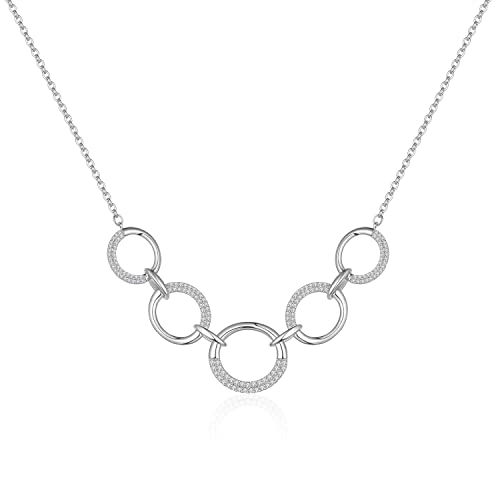 NTALJC Halskette Anhänger Halskette Anhänger Halskette glänzende symmetrische runde Kombination Elegante klassische Halskette Lange Halskette handgefertigtes Halsketten (Metallic Color: von NTALJC